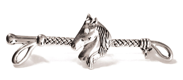 SPILLA CON FRUSTINO E TESTA DI CAVALLO SILVER Cravatte & Plastron 